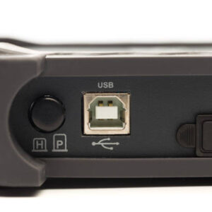USB type B input of digital signal oscilloscope , close up view